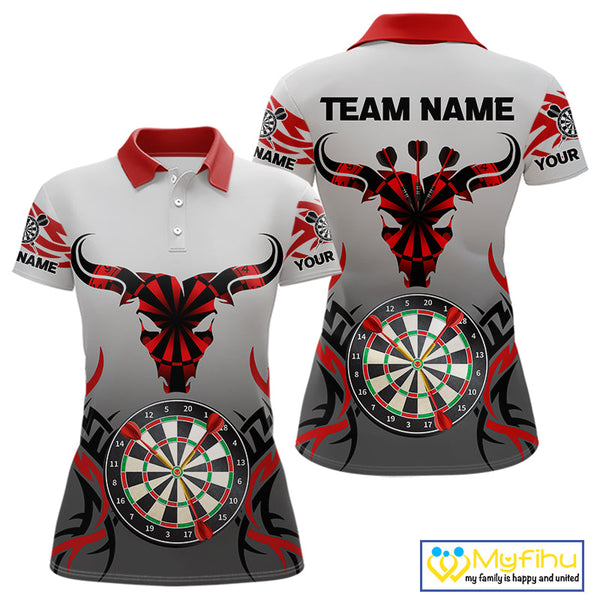 Custom Tribal Bull Dartboard Dart Polo Shirt For Women, Dart League Shirt NYN0516