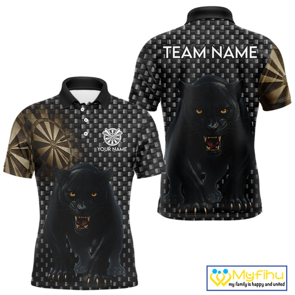 Custom Black Panther Dart Team Polo Shirt For Men, Dart Tournament Shirt NYN0531