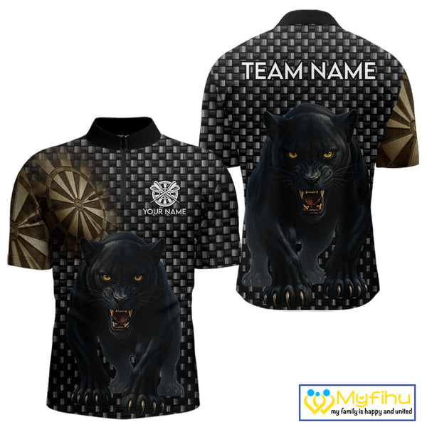 Custom Black Panther Dart Team Quarter-Zip Shirt For Men, Dart Tournament Shirt NYN0531