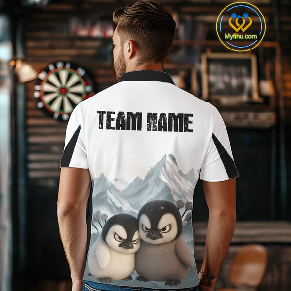 Custom Funny Penguin Dart Polo Shirts For Men With Team Name, Dart League Shirt NYN0300
