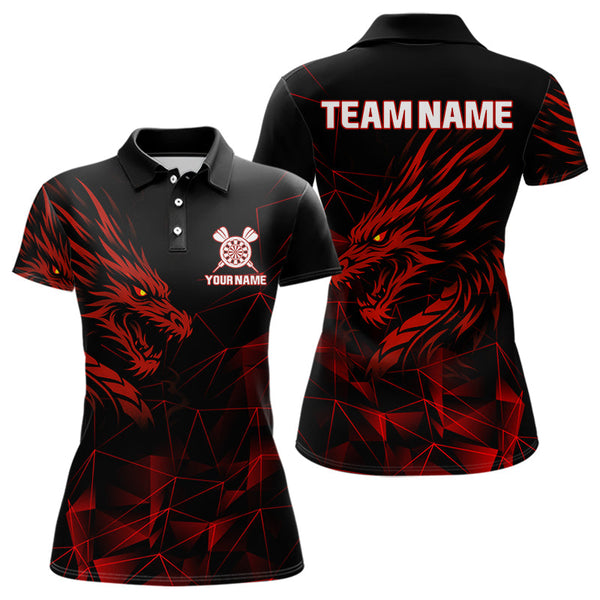 Custom Black And Dragon Dart Team Women Polo Shirts, Dragon Team Dart Jerseys NYN0308