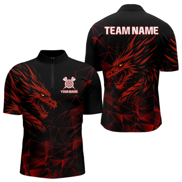 Custom Black And Dragon Dart Team Men Quarter-Zip Shirts, Dragon Team Dart Jerseys NYN0308