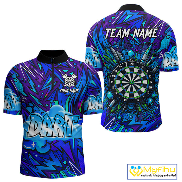 Custom Funny Graffity Dart Quarter-Zip Shirt For Men, Dart Team Jerseys NYN0570