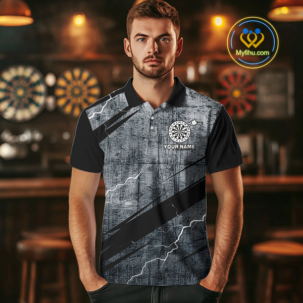 Custom Grunge Thunder Lightning Dart Team Men Polo Shirts, Dart Jerseys NYN0354