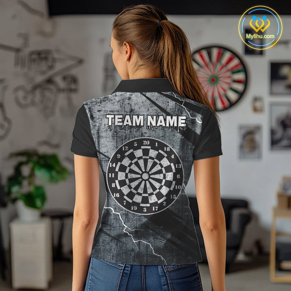 Custom Grunge Thunder Lightning Dart Team Women Polo Shirts, Dart Jerseys NYN0354