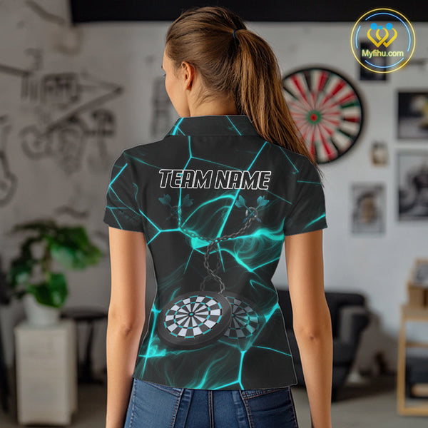 Custom Black And Blue Dart Jerseys, Dart Team Polo Shirt For Women NYN0626