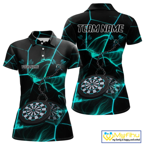 Custom Black And Blue Dart Jerseys, Dart Team Polo Shirt For Women NYN0626