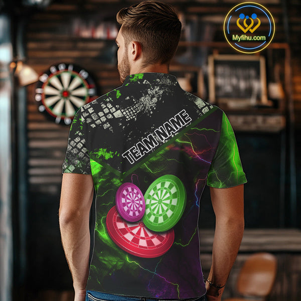 Custom Red, Green And Purple Dartboards Dart Polo Shirt For Men, Dart Jerseys NYN0635