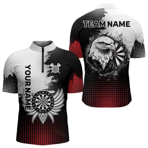 Custom Black And Red Eagle Dart Jerseys, Dart Team League Quarter-Zip Shirts For Men NYN0035