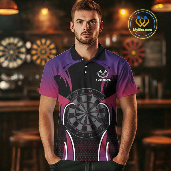 Custom Pink And Purple Dart Jerseys, Dart Men Polo Shirt Team Uniform NYN0384