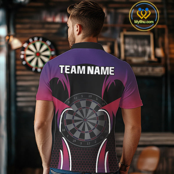 Custom Pink And Purple Dart Jerseys, Dart Men Polo Shirt Team Uniform NYN0384