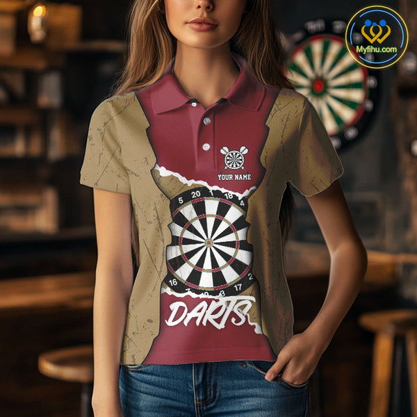 Custom Team Name Dartboard Darts Polo Shirts For Women NYN0058