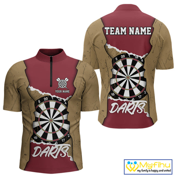 Custom Team Name Dartboard Darts Quarter-Zip Shirts For Men NYN0058