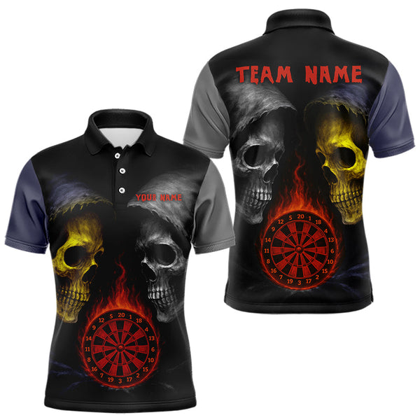 Custom Grim Reaper Red Flame Dartboard Dart Team Men Polo Shirts, Halloween Dart Outfit NYN0404