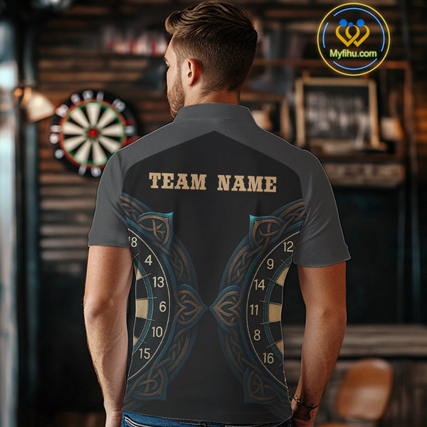Custom Celtic Dartboard Dart Team Men Polo Shirts, Tribal Dart Shirt NYN0424