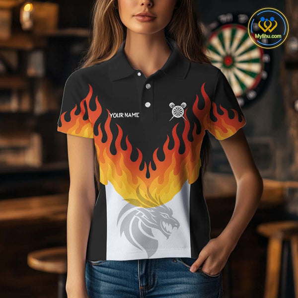 Custom Flame Darts Jerseys, Dragon Dart Team Polo Shirts For Women NYN0090