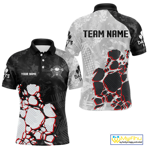 Custom Skull Dart Jerseys, Darts Team Polo Shirts For Men, Dart League Shirt NYN0095