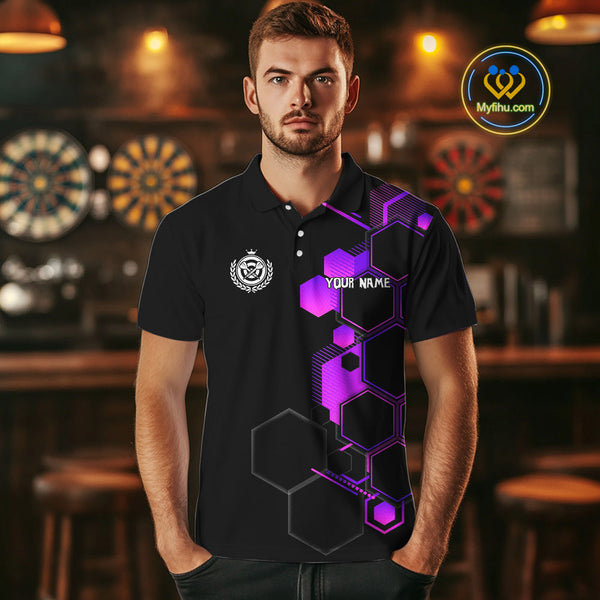 Custom Black And Purple Dartboard Jerseys, Dart Team Polo Shirt For Men NYN0560