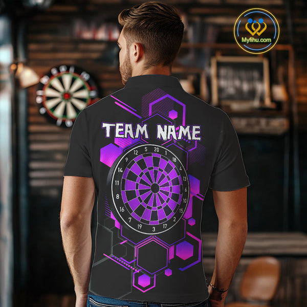 Custom Black And Purple Dartboard Jerseys, Dart Team Polo Shirt For Men NYN0560