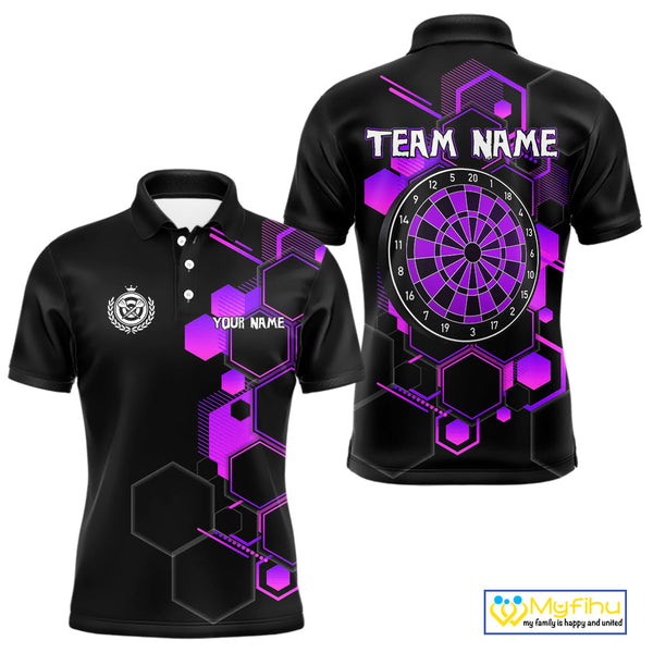 Custom Black And Purple Dartboard Jerseys, Dart Team Polo Shirt For Men NYN0560