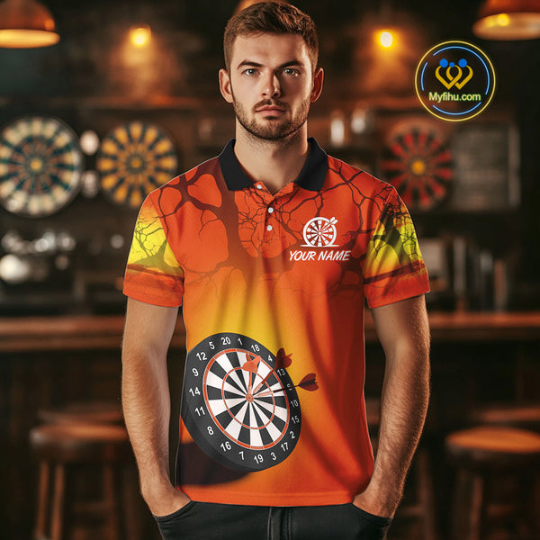 Custom Fire Flame Tiger Dart Team Men Polo Shirts, Tiger Dart Jerseys With Name NYN0357