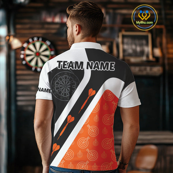Custom Orange Eagle Dart Jerseys, Dart Pattern Dart Team Men Polo Shirts NYN0062