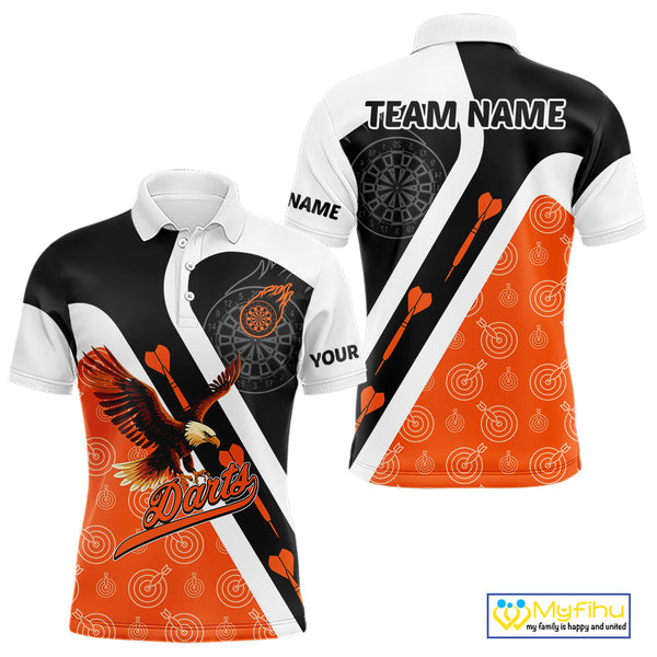 Custom Orange Eagle Dart Jerseys, Dart Pattern Dart Team Men Polo Shirts NYN0062