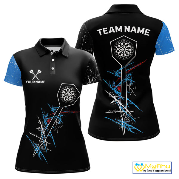Custom Grunge Dart Arrow Dartboard Vintage Dart Team Women Polo Shirts, Dart League Shirt NYN0215
