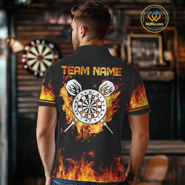 Custom Fire Flame Scorpion Dart Team Men Polo Shirt, Dart League Shirt NYN0075