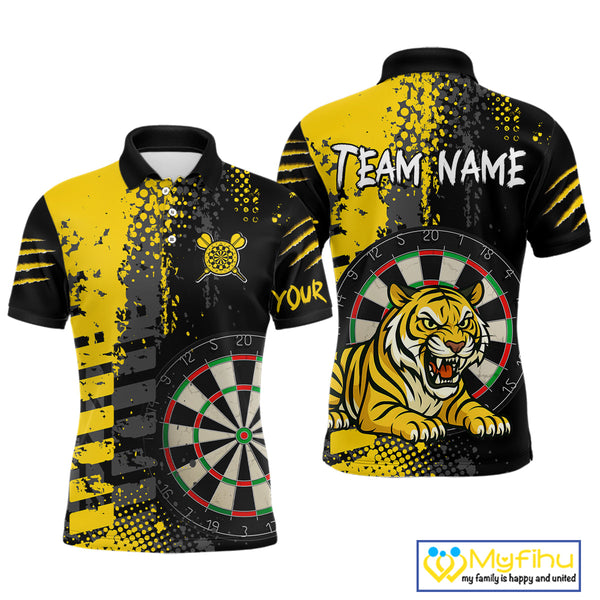 Custom Black And Yellow Tiger Dart Jerseys, Dart Team Tournament Shirt NYN0258