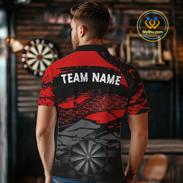 Custom Black And Red Dart Jerseys, Dart Polo Shirts For Men, Team Uniform NYN0280