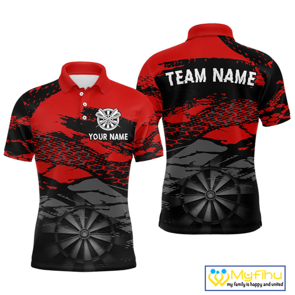 Custom Black And Red Dart Jerseys, Dart Polo Shirts For Men, Team Uniform NYN0280