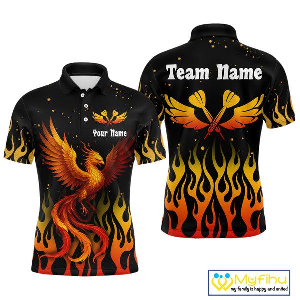Custom Flame Phoenix Dart Jerseys, Dart Team Men Polo Shirts Dart League Shirt NYN0304