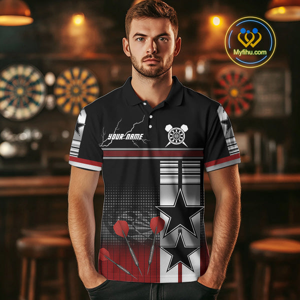 Custom Thunder Lightning Dart Stars Polo Shirt For Men, Dart Team Uniform NYN0451