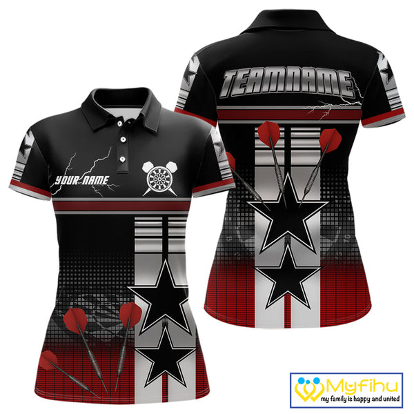 Custom Thunder Lightning Dart Stars Polo Shirt For Women, Dart Team Uniform NYN0451