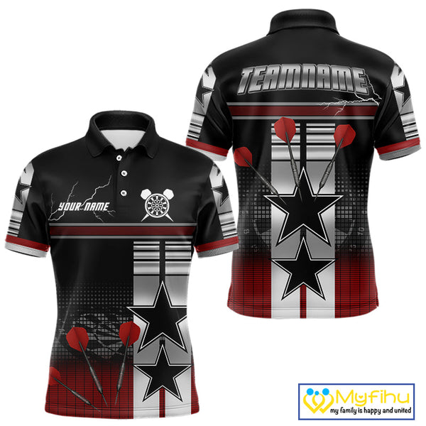 Custom Thunder Lightning Dart Stars Polo Shirt For Men, Dart Team Uniform NYN0451