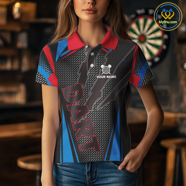 Custom American Flag Eagle Patroitic Dart Polo Shirts For Women, US Dart League Shirt NYN0452