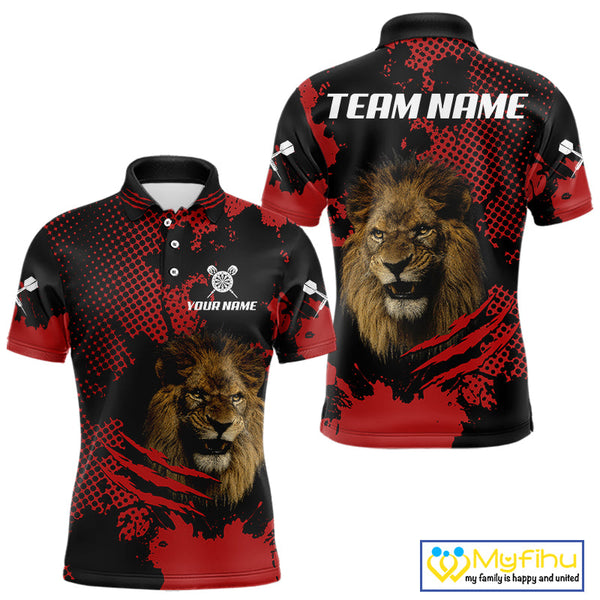Custom Black And Red Lion Claw Scratch Dart Polo Shirts For Men, Dart Jerseys NYN0707