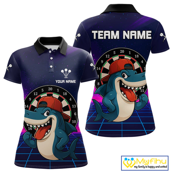 Custom Blue Gradient Swoosh Dartboard Dart Polo Shirts For Women, Dart Team Shirt NYN0709