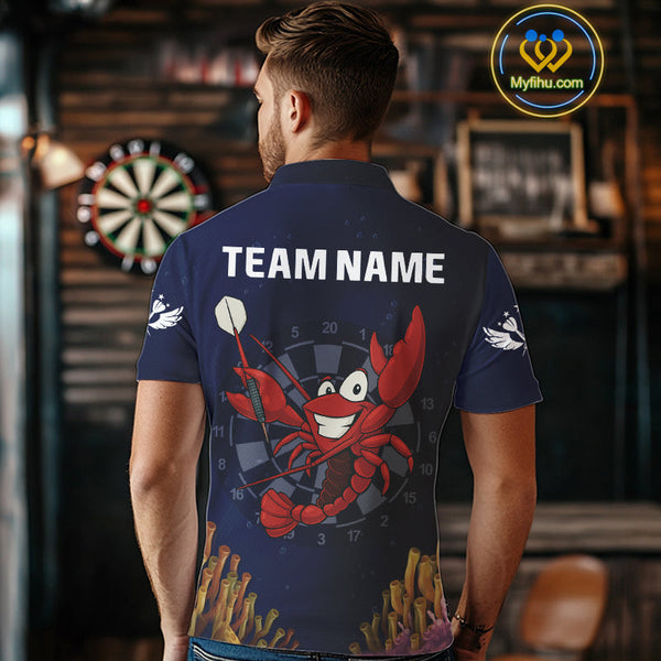 Custom Funny Crab Dart Polo Shirt For Men, Dart Jerseys, Dart Tournament Shirt NYN0523