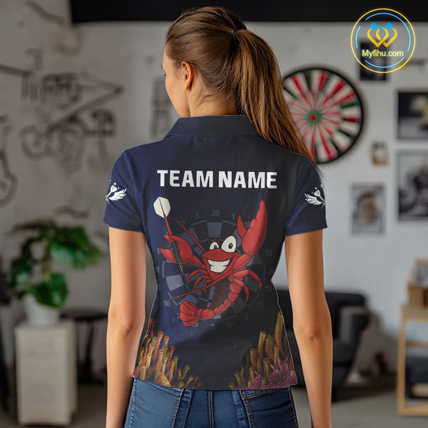 Custom Funny Crab Dart Polo Shirt For Women, Dart Jerseys, Dart Tournament Shirt NYN0523