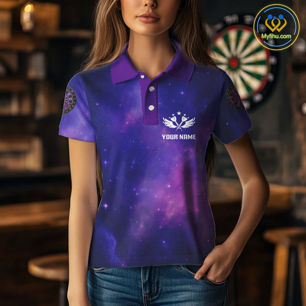 Custom Purple Galaxy Dreamcatcher Dart Team Polo Shirt For Women NYN0536