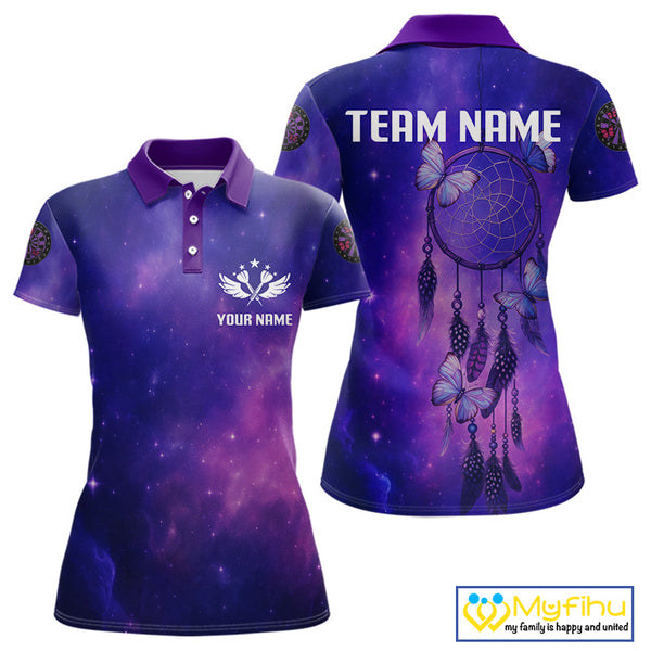 Custom Purple Galaxy Dreamcatcher Dart Team Polo Shirt For Women NYN0536