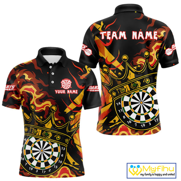 Custom Orange Yellow Camo Dart King Crown Dart Polo Shirt For Men, Dart Jerseys NYN0553