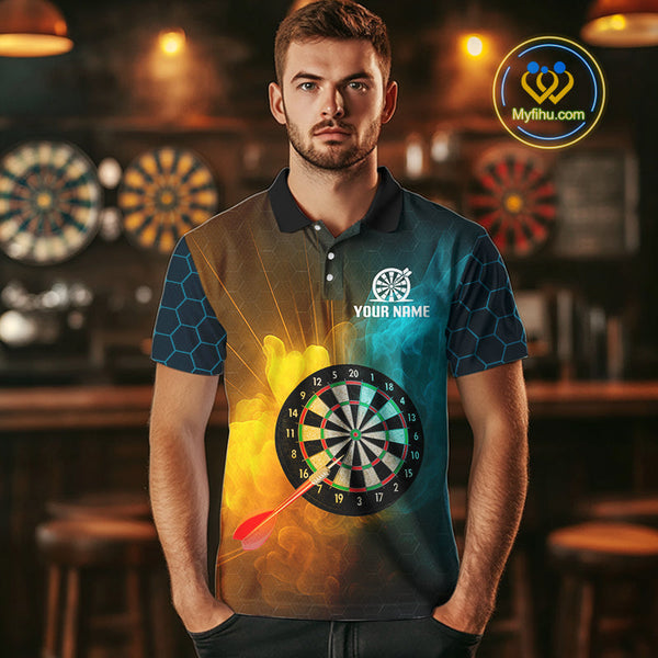 Custom Water And Fire Smoke Dart Polo Shirt For Men, Dart League Shirt NYN0587