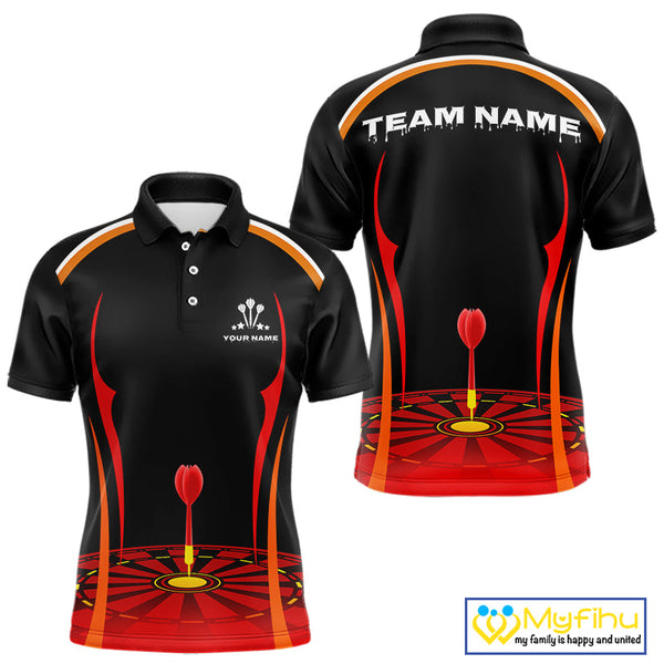 Custom Black And Red Bullseye Dartboard Dart Polo Shirts For Men, Team Shirt NYN0369