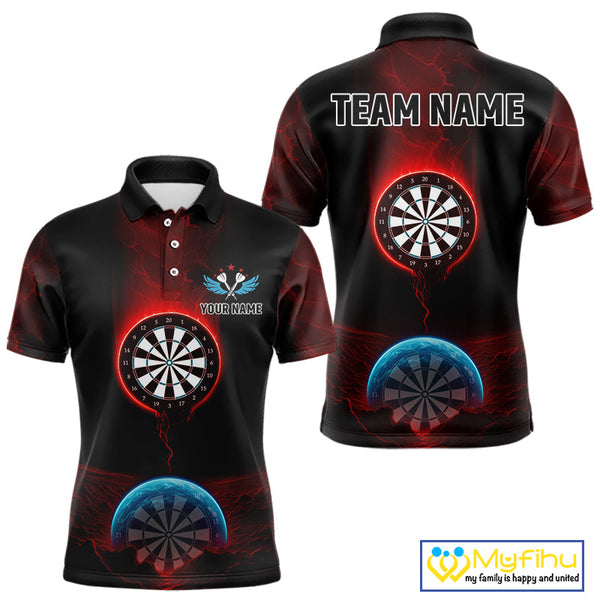 Custom Red And Blue Thunder Lightning Dart Team Men Polo Shirt, Dart Jerseys NYN0631