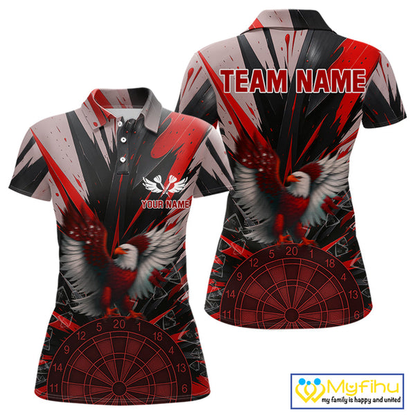 Custom Red Eagle Splash Dartboard Polo Shirt For Women, Power Dart Team Jersey NYN0656