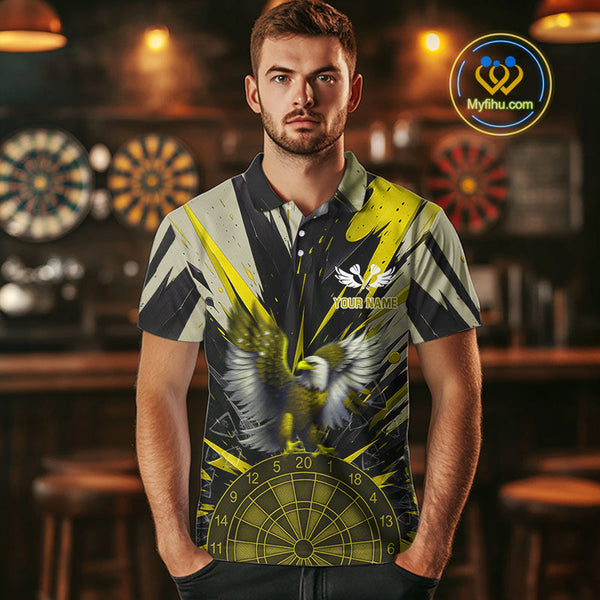 Custom Yellow Eagle Splash Dartboard Polo Shirt For Men, Powerful Dart Team Jersey NYN0658