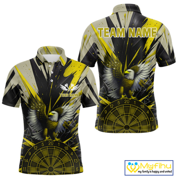 Custom Yellow Eagle Splash Dartboard Polo Shirt For Men, Powerful Dart Team Jersey NYN0658